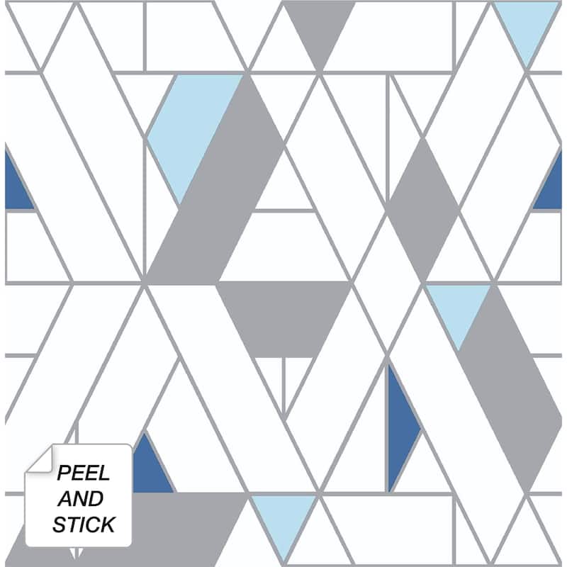 NextWall Kaleidoscope Peel and Stick Removable Wallpaper - 20.5 in. W x 18 ft. L - Blue & Gray