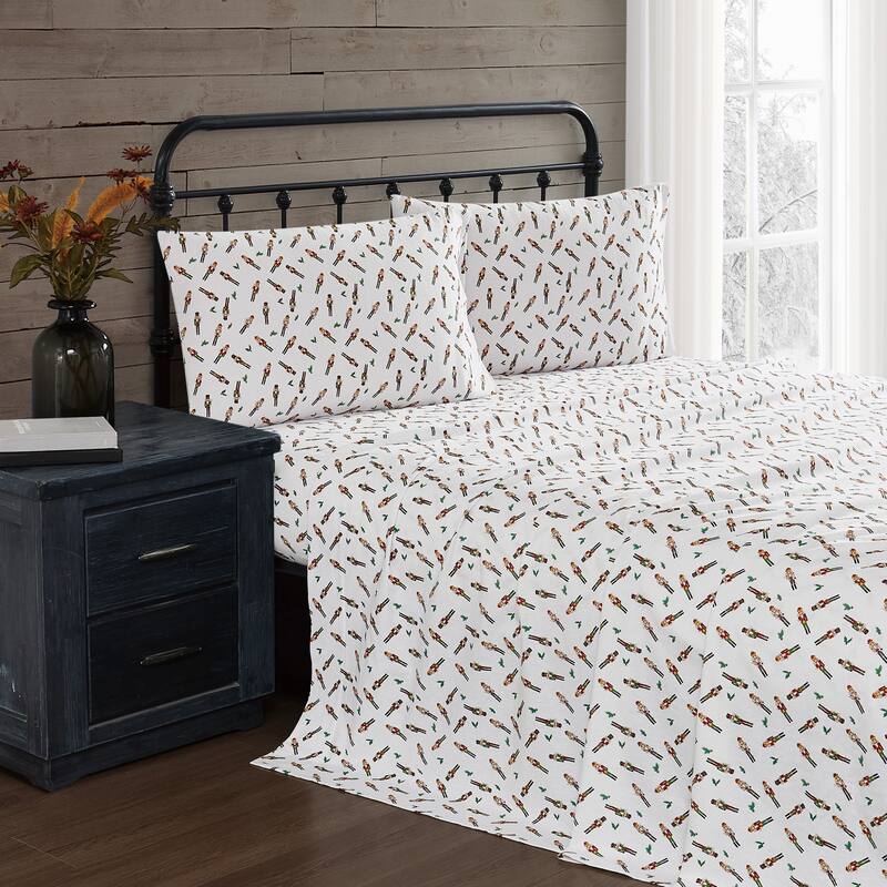 Truly Soft Printed and Solid Cotton Flannel 4 Piece Sheet Set