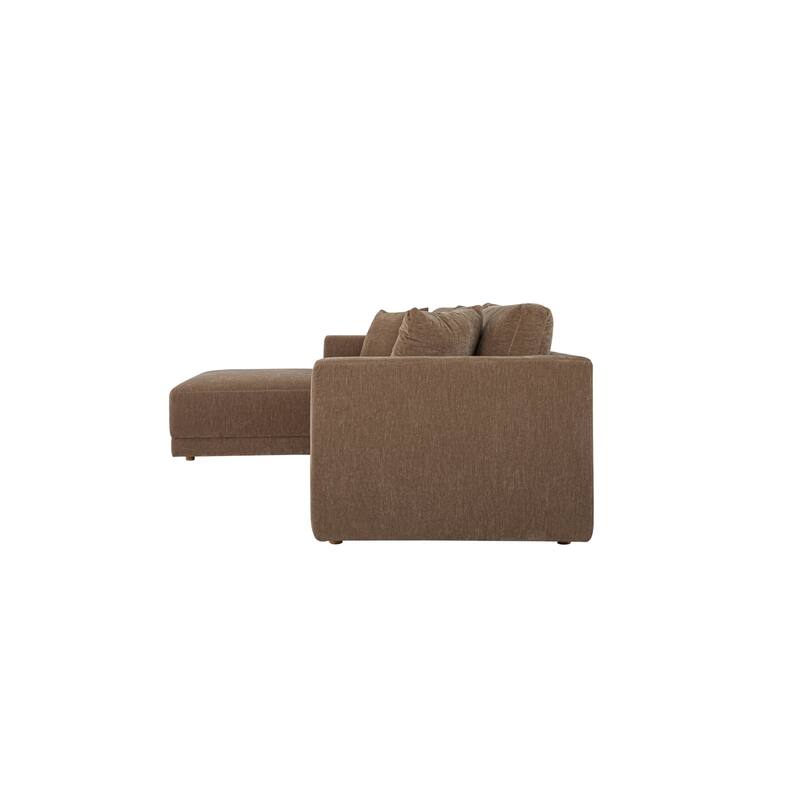 NADAAL STUDIOS Nyver Left-Facing Sectional, Deep Seat Layout with Oak Legs and Textured Polyester Upholstery, Camel