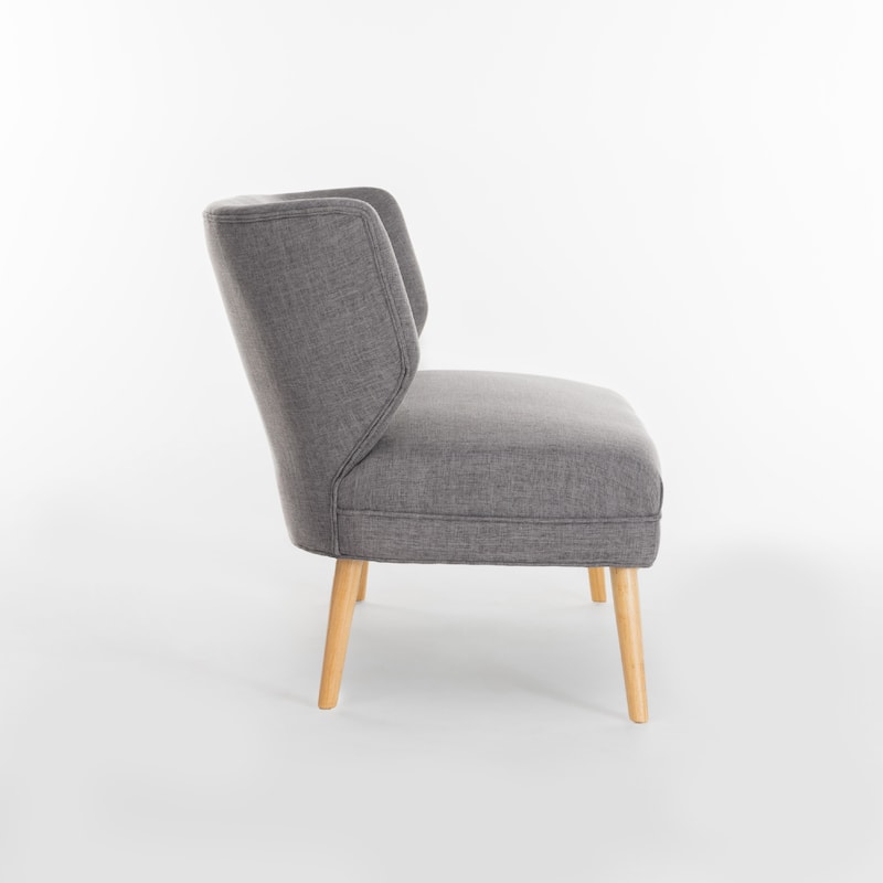 Vens Oversize Chair, Slender Wood Legs, Curved Back Gray, 52 Inch