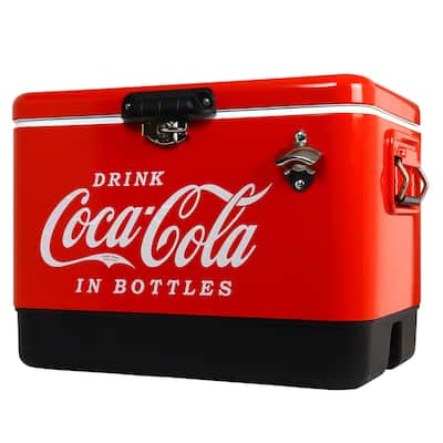 Coca-Cola Ice Chest Cooler with Bottle Opener, 51L (54 qt), 85 Cans - 51L /54 Quart