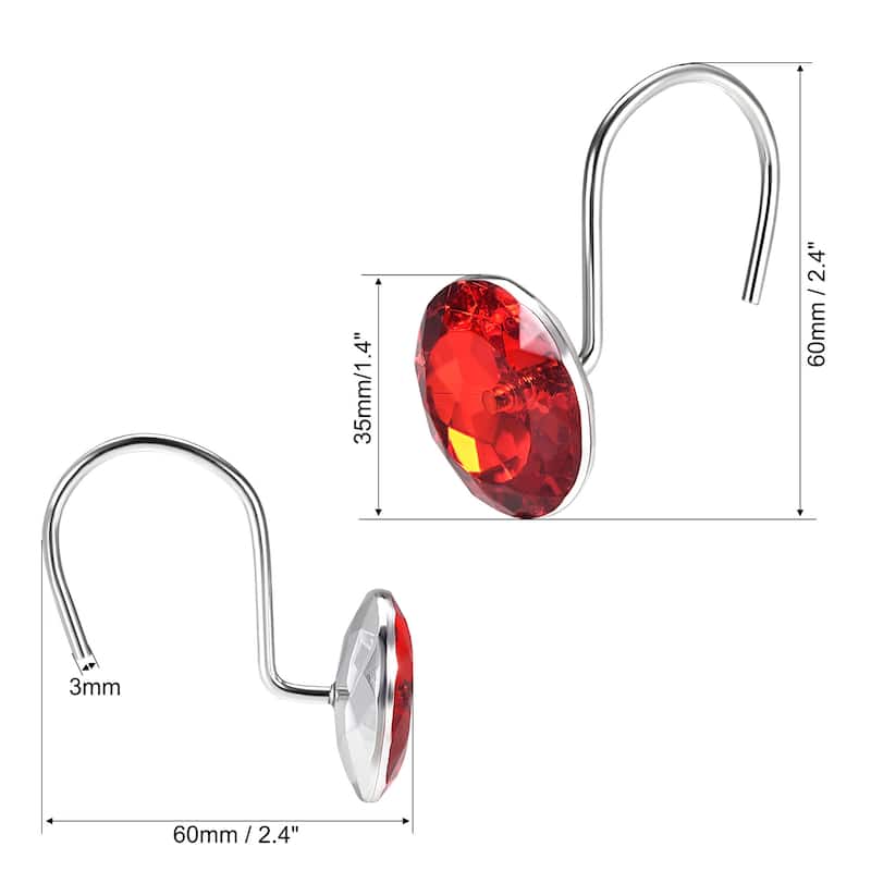 Shower Curtain Hooks Bathroom Decor Curtain Rod Hangers Rings 12Pcs