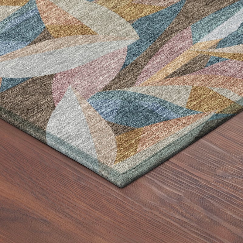 Machine Washable Indoor/ Outdoor Modern Floral Chantille Rug