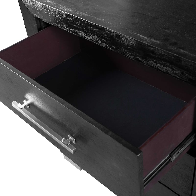 Furniture of America Alaric Modern Black Solid Wood 2-piece Dresser and Mirror Set With Cedar-Lined Bottom Drawer
