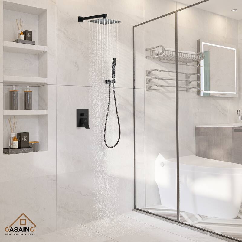 2-Function 10-In Wall Mounted Shower System (Matte Black)