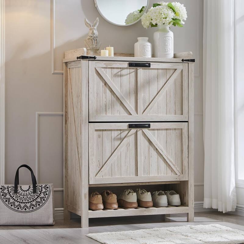 Farmhouse Shoe Storage Cabinet, Shoe Organizer, Shoe Rack Cabinet