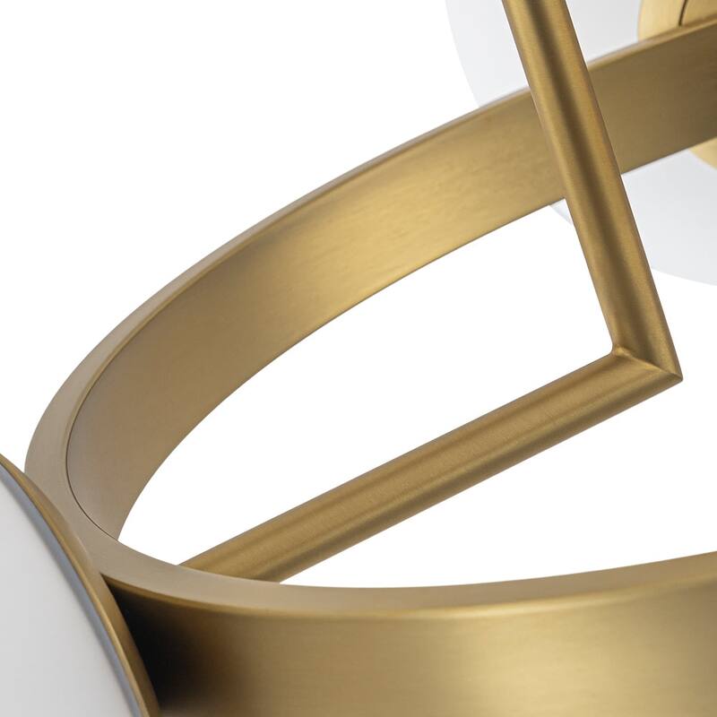 3-Light Halo Milky White Glass Globe Circle Ceiling Light 30.3 in