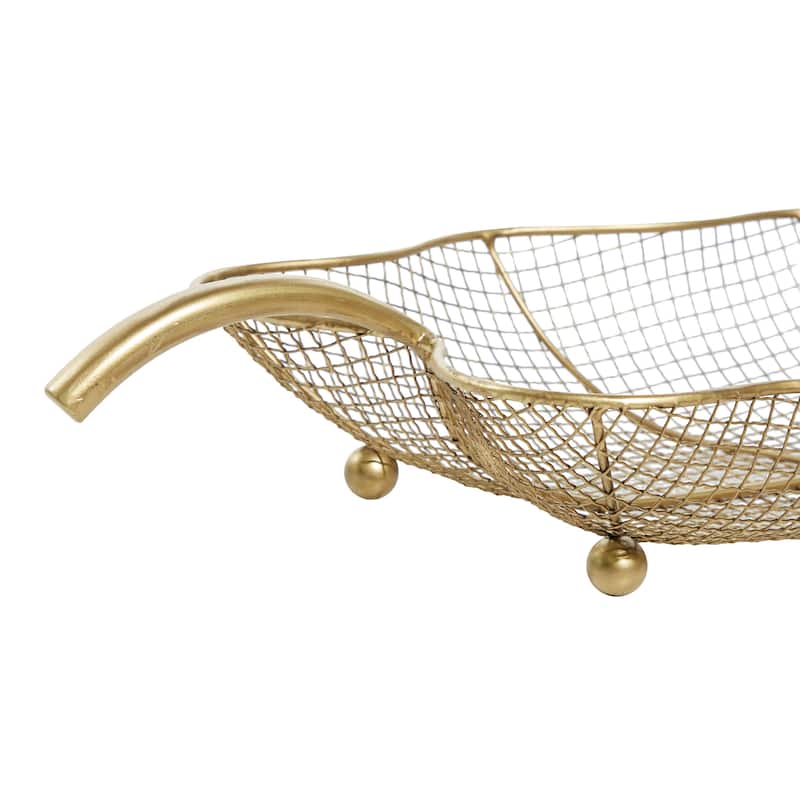 Metal Leaf Tray - Set of 2 Gold - Roche River Decor