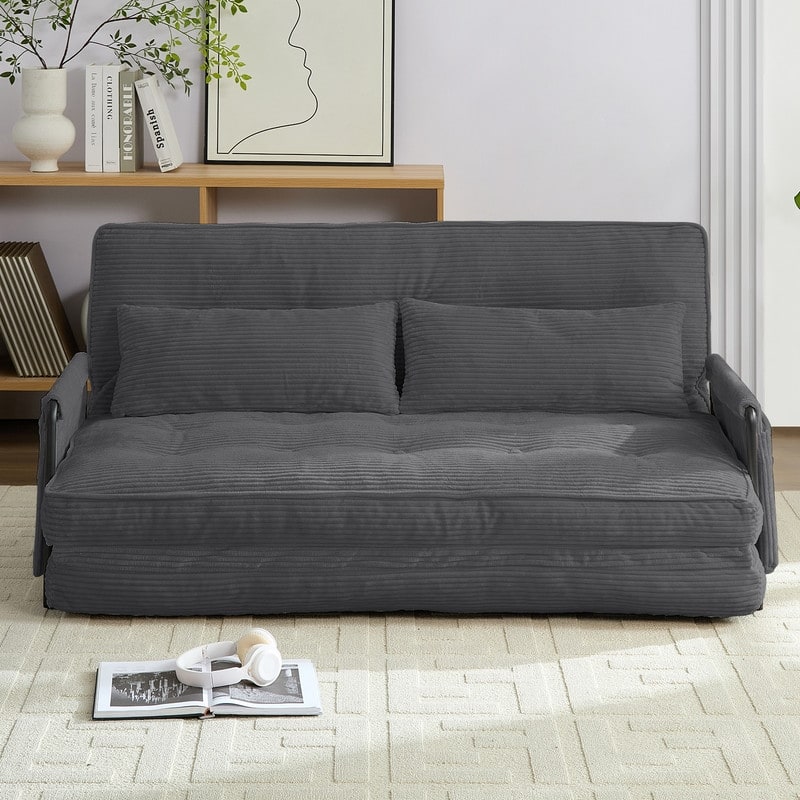 Mixoy Muti-Functional Folding Loveseat Floor Sofa Bed,Lazy Sofa with Pillows,6 Position Adjustable Backrest