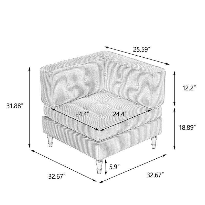 Modern Corduroy Corner Armchair Armless Chair sofa