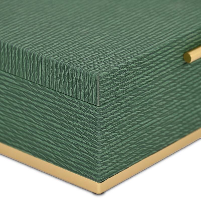 Retro Striped Rectangular Nesting Boxes - 11.75" - Green and Gold - Set of 2