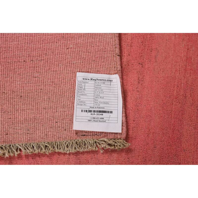 Light Pink Modern Gabbeh Oriental Area Rug Hand-Knotted Wool Carpet - 6'8"x 9'5"