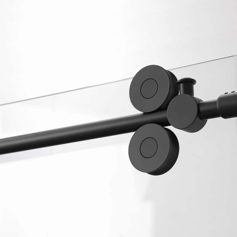 Villena 52" W x 78" H Single Sliding Shower Door,Matt Black - 52 inches