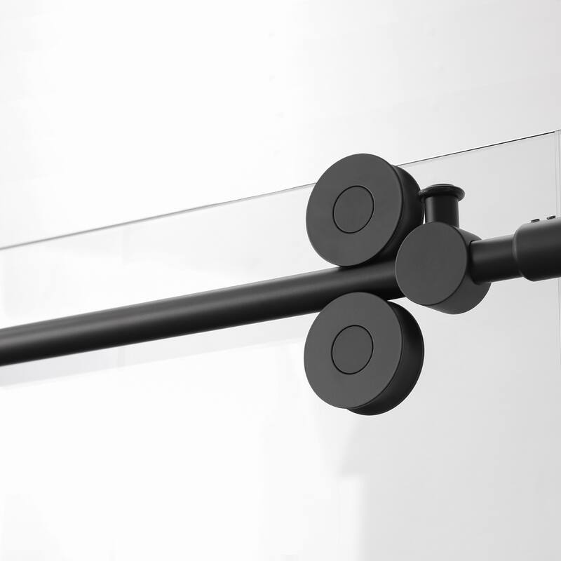 Villena 68" W x 78" H Single Sliding Shower Door,Matt Black - 68 inches