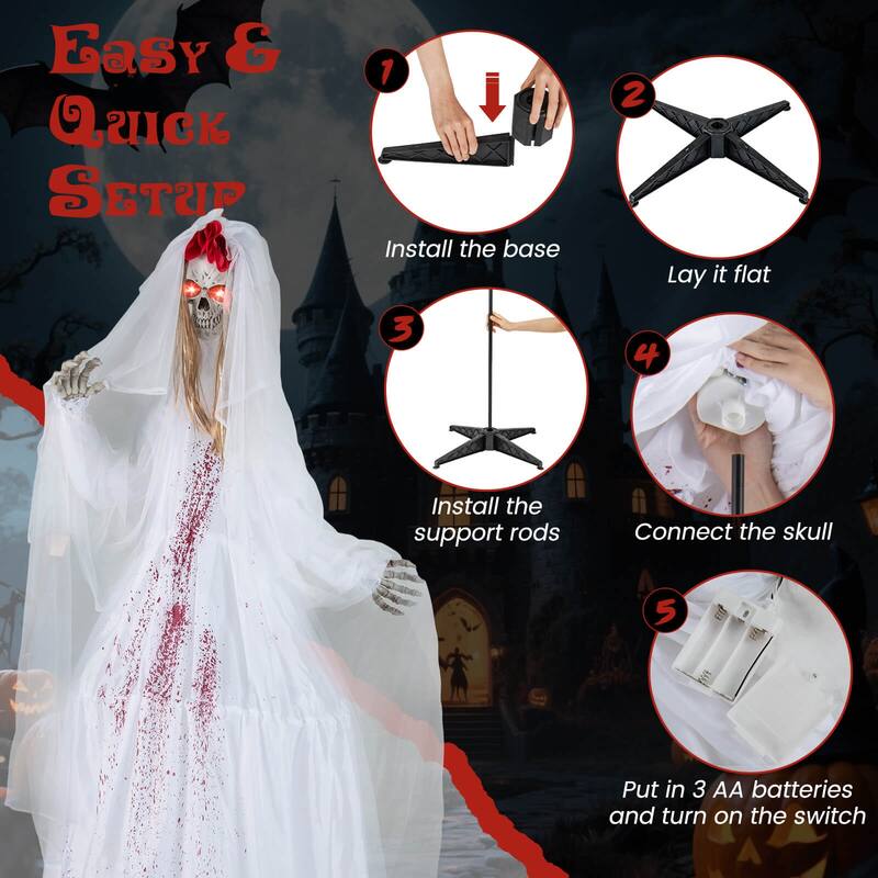 Costway Halloween Animatronic Standing Bride 7.2 FT Haunted House