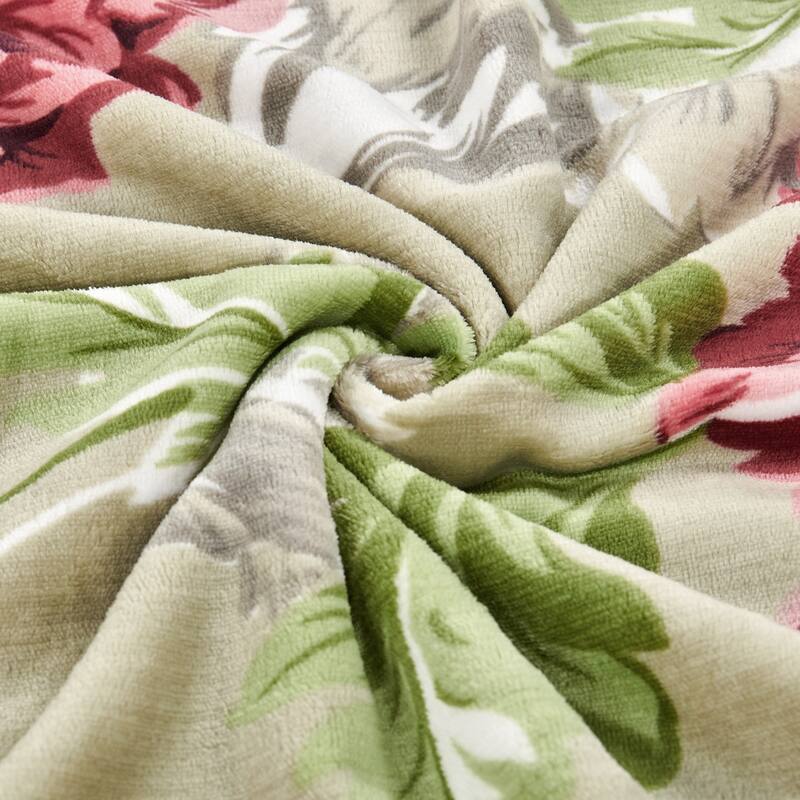 Printed Flannel Tropical Flower French / Puerto Rico Floral Throw