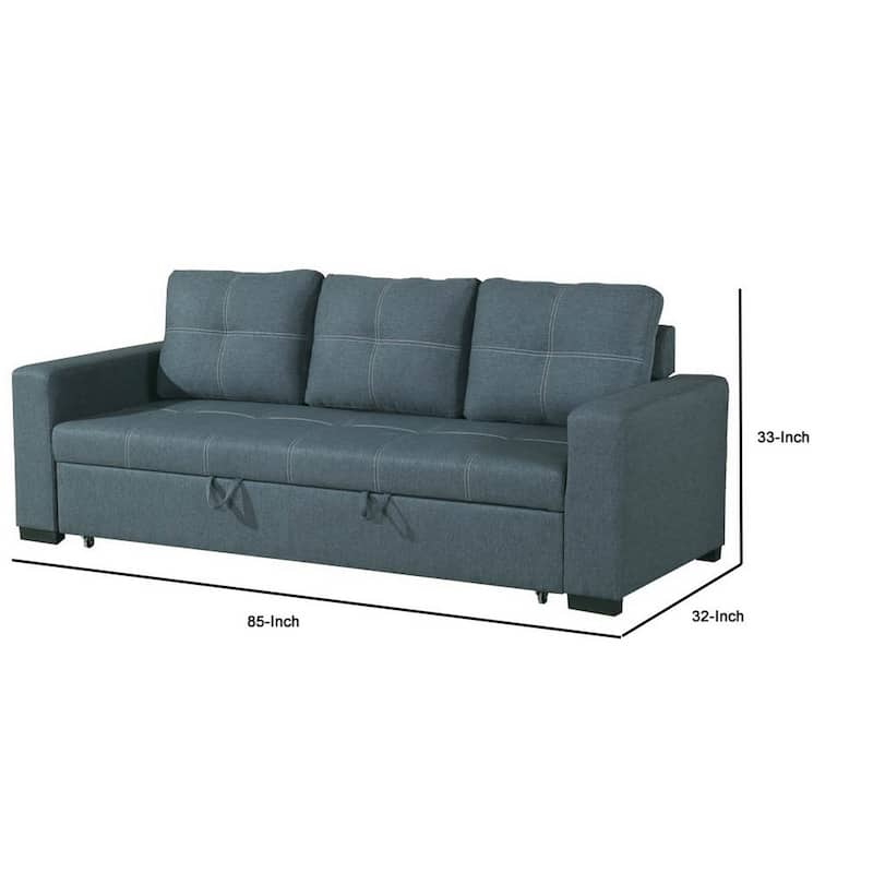 Poly fiber Fabric Convertible Sofa In Grey