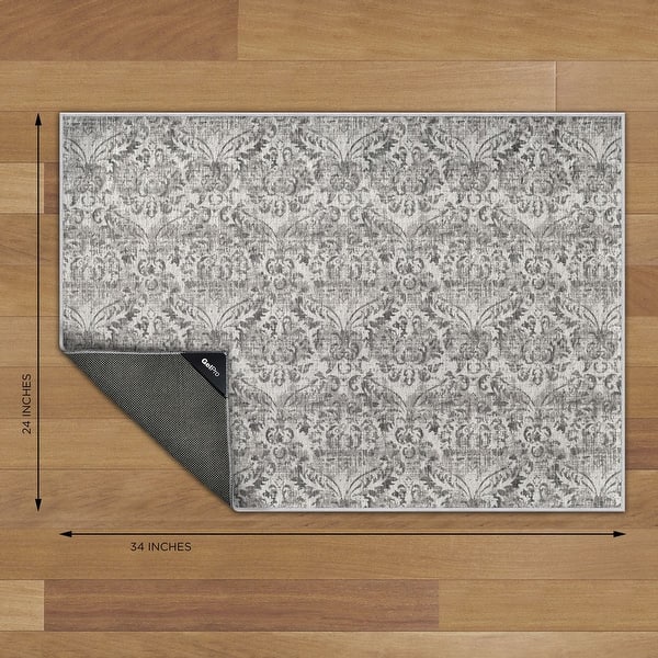 NeverMove Washable Designer Rug by GelPro 24x34 Biscayne Grey Fog 24