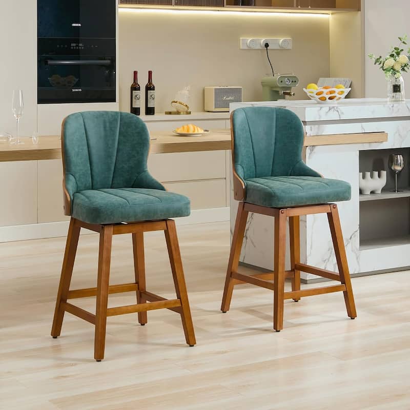 XINMICS 26 Inches Counter Height Bar Stools, Swivel PU Leather Bar Stools with Bentwood Backs, Set of 2/3 - N/A