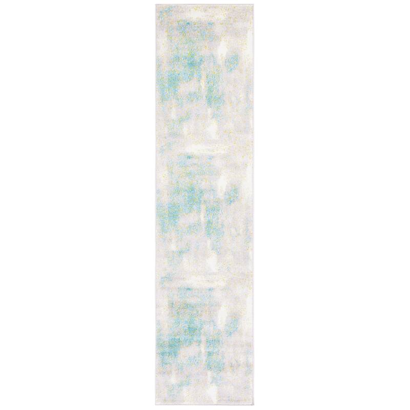 SAFAVIEH Skyler Kenzie Modern Abstract Watercolor Rug - 2' x 8' Runner - Grey/Green