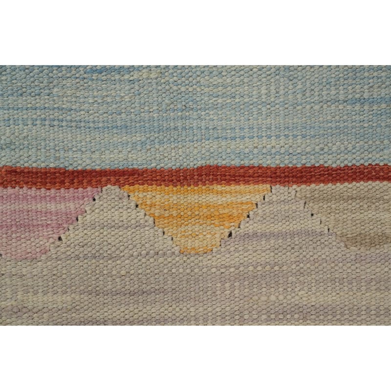 Hand Woven Oriental 100% Wool Carpet Southwestern Tribal Multi-Colored Kilim Area Rug - 9' 10'' X 8' 3''