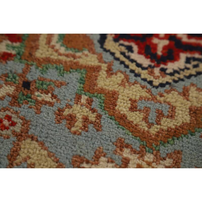 Light Blue Heriz Serapi Runner Rug Handmade Traditional Wool Carpet - 2'7" x 12'2"