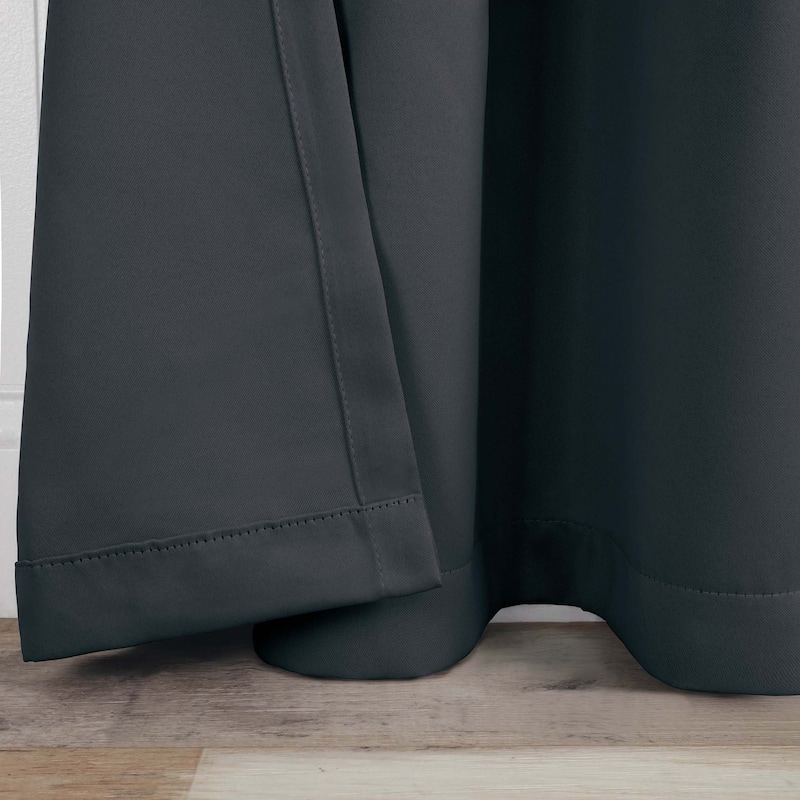 Superior Solid Machine Washable Room Darkening Curtains with Back Tabs, Set of 2