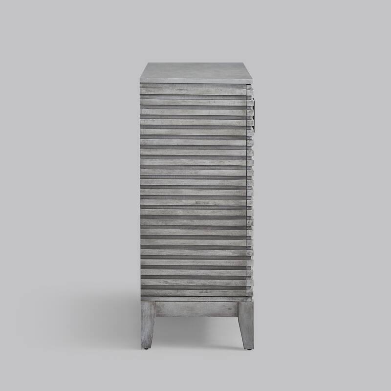 Morden Fort Wood Sideboard Storage Buffet Cabinet with 3D Stripes Doors