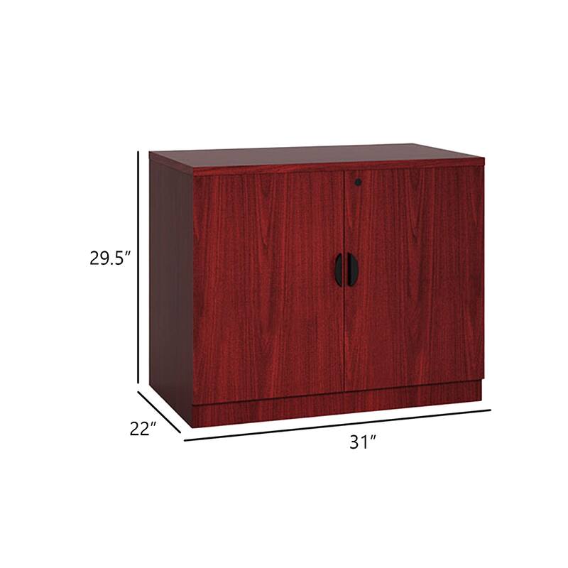 Doe Office Storage Cabinet with 2 Doors, Mahogany Red, 31 Inch Wide