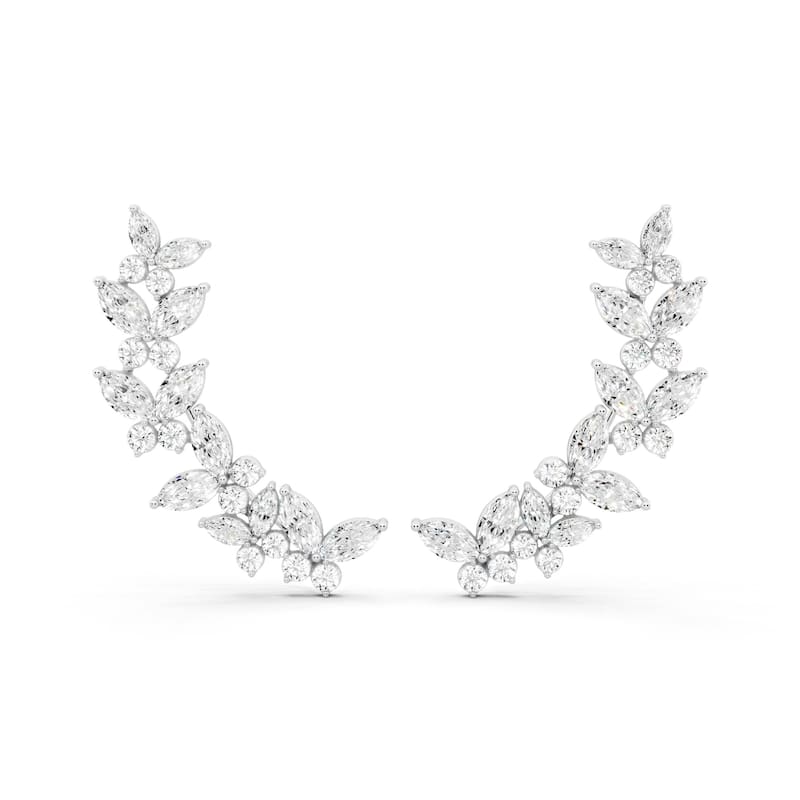 Auriya 14k Gold 3 3/4ctw Lab Grown Diamond Climber Earrings (E-F VS) - White