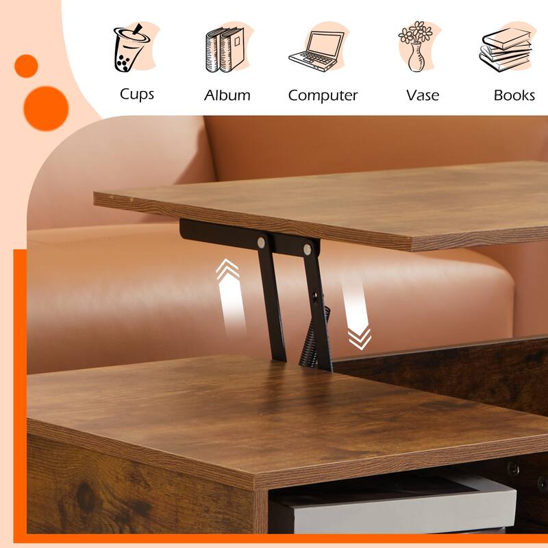 39.4 Inch Wooden Lift Top Coffee Table