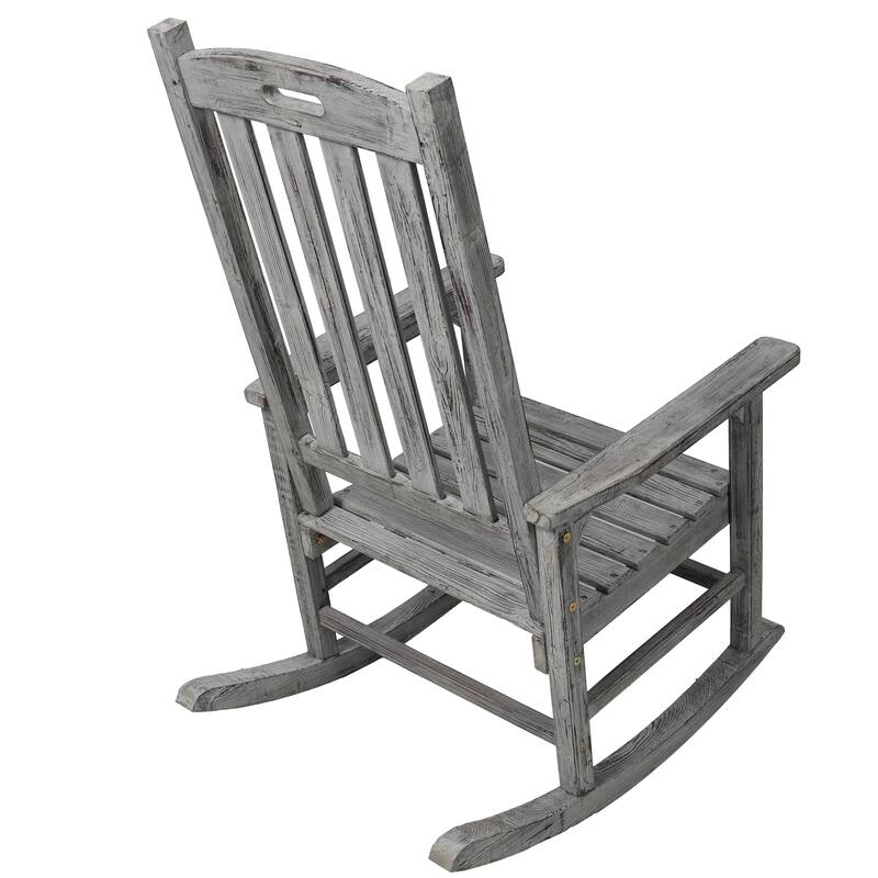 Wooden Oversized Porch Rocker Chair With Wide Seat And Tall Backrest (Excluding the table)