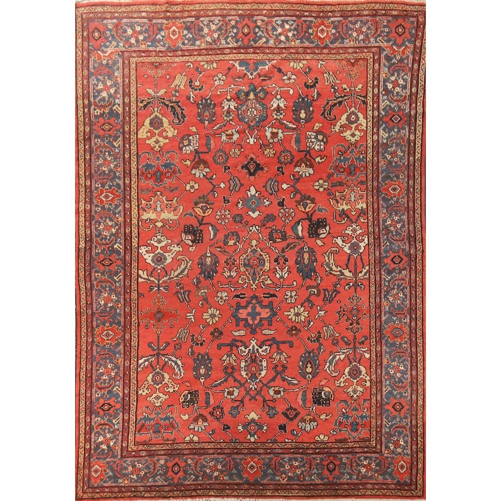 Hand Knotted Oriental 100% Wool Carpet Traditional Floral Red Sultanabad Area Rug - 11' 7'' X 8' 6''
