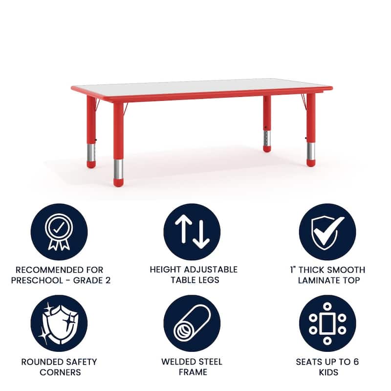23.625"W x 47.25"L Plastic Adjustable Activity Table-School Table for 6