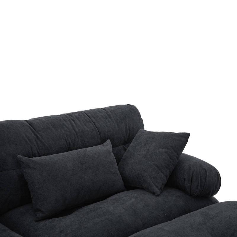 GDFStudio - Pelletized U Shape Cloud Couch with Bolster Armrest Pillows