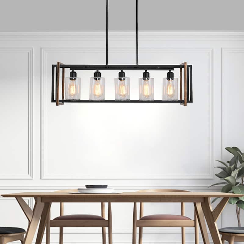 5-Light Kitchen Island Pendant Lighting - Brown