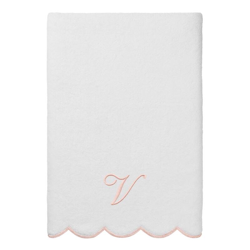 Authentic Hotel and Spa 100% Turkish Cotton Pink ADORNIA Scallop Personalized 3 Piece Towel Set - 3 Piece Set