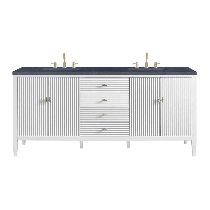 James Martin Vanities 485-V72-3CSP Myrrin 72" Double Basin Wood Vanity - Bright White - Painted