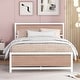 preview thumbnail 14 of 18, Full Size Platform Bed, Metal and Wood Bed Frame with Headboard and Footboard, No Box Spring Needed, Under Bed Storage