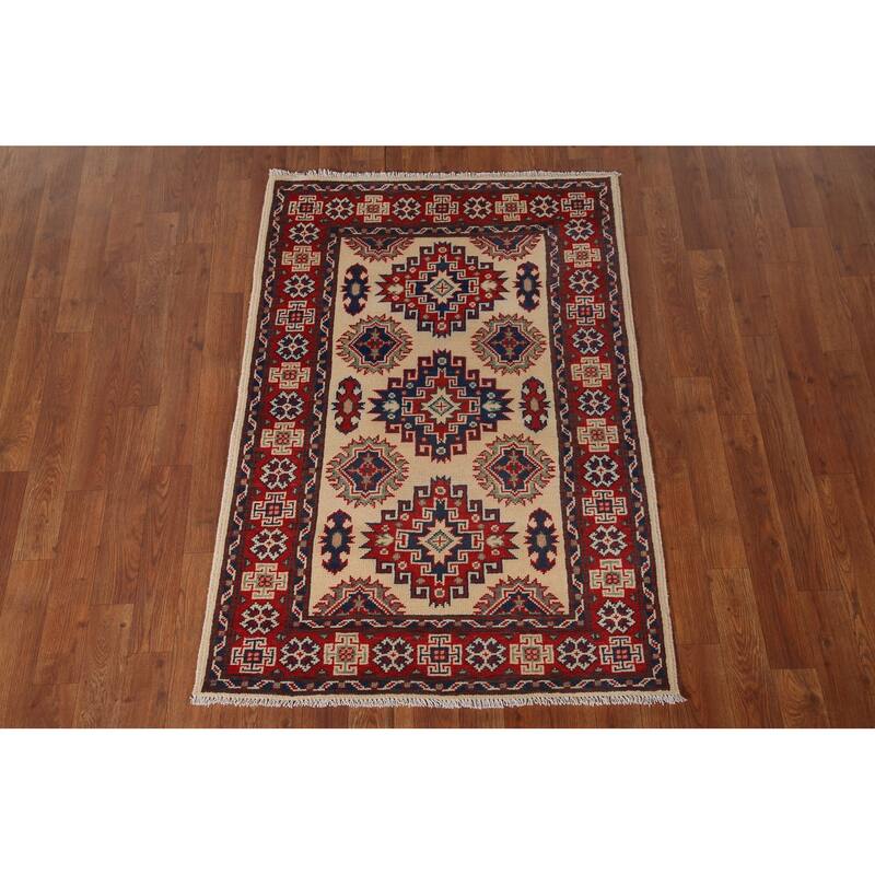 Kazak Accent Rug Hand-Knotted Oriental Wool Carpet - 2'11" x 4'2"