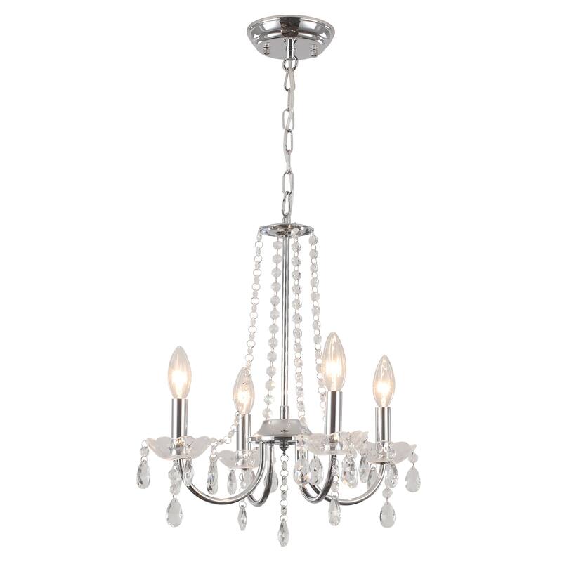 4-Light Candle Style Chandelier with Crystal Accents for Living Room Bedroom