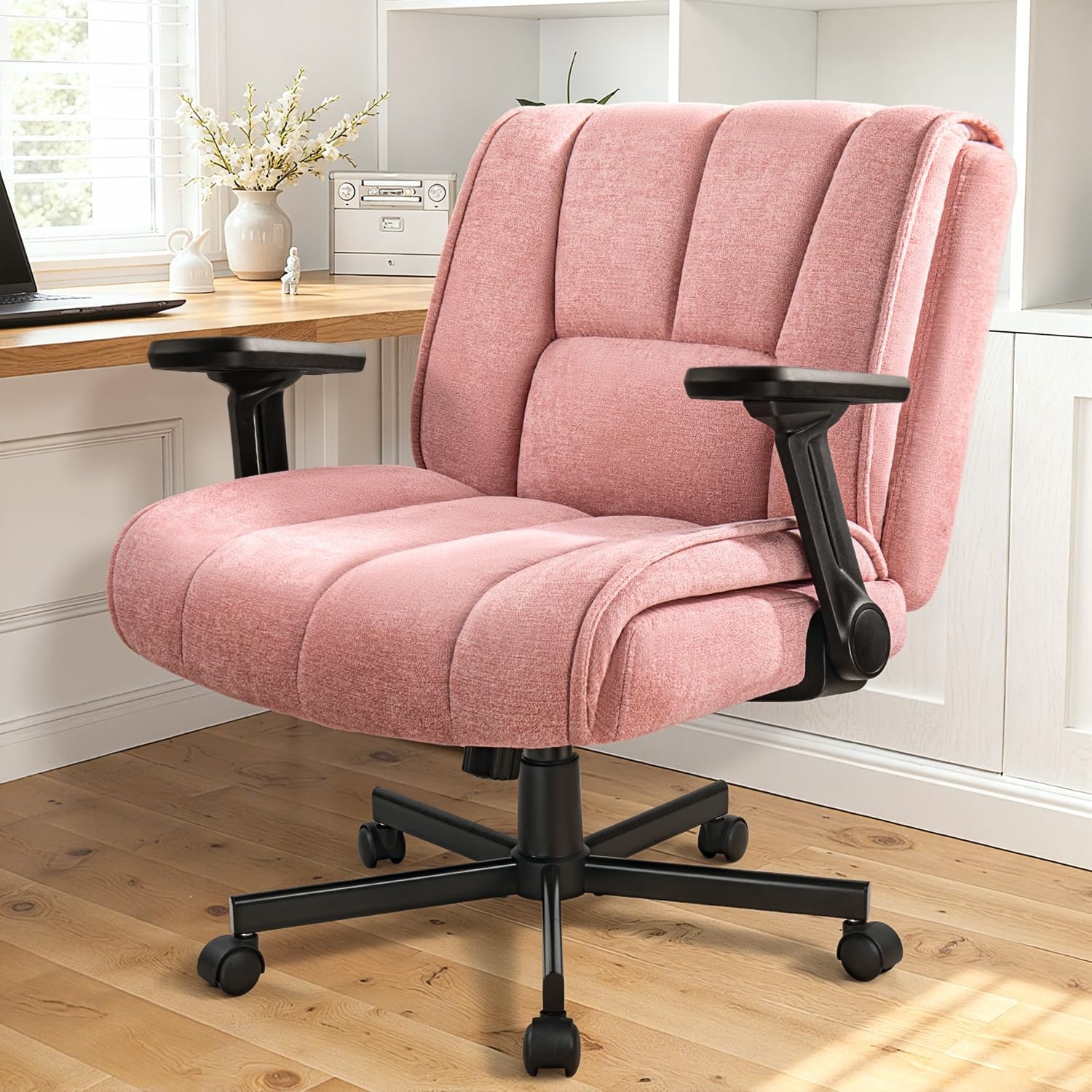 BOSSIN Criss Cross Office Chair with Flip-Up Arms - Wide Seat Desk
