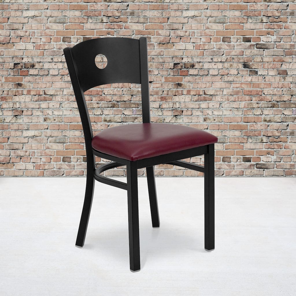 Black Circle Back Metal Restaurant Chair - 17.25"W x 20.25"D x 32.5"H
