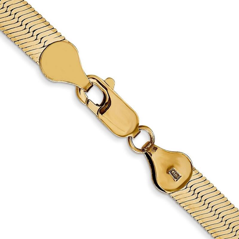 Curata 14k Yellow Gold Solid Polished 5.5mm Silky Herringbone Chain Bracelet