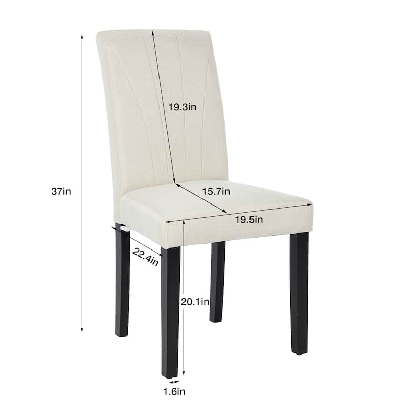 VECELO 3-Color Upholstered Dining Chairs Set with 19.5" Wide Seat 19.3" High Back Dining Chair Modern 37" Parson Chairs