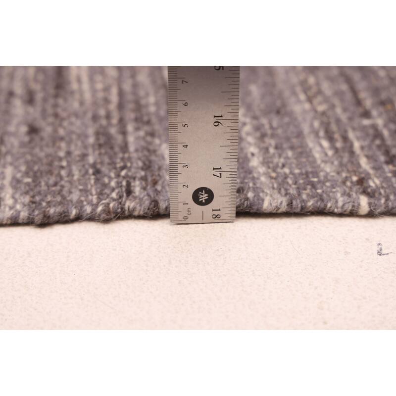 ECARPETGALLERY Flat-Weave Nevada Dark Grey Wool Kilim - 7'8 x 10'3