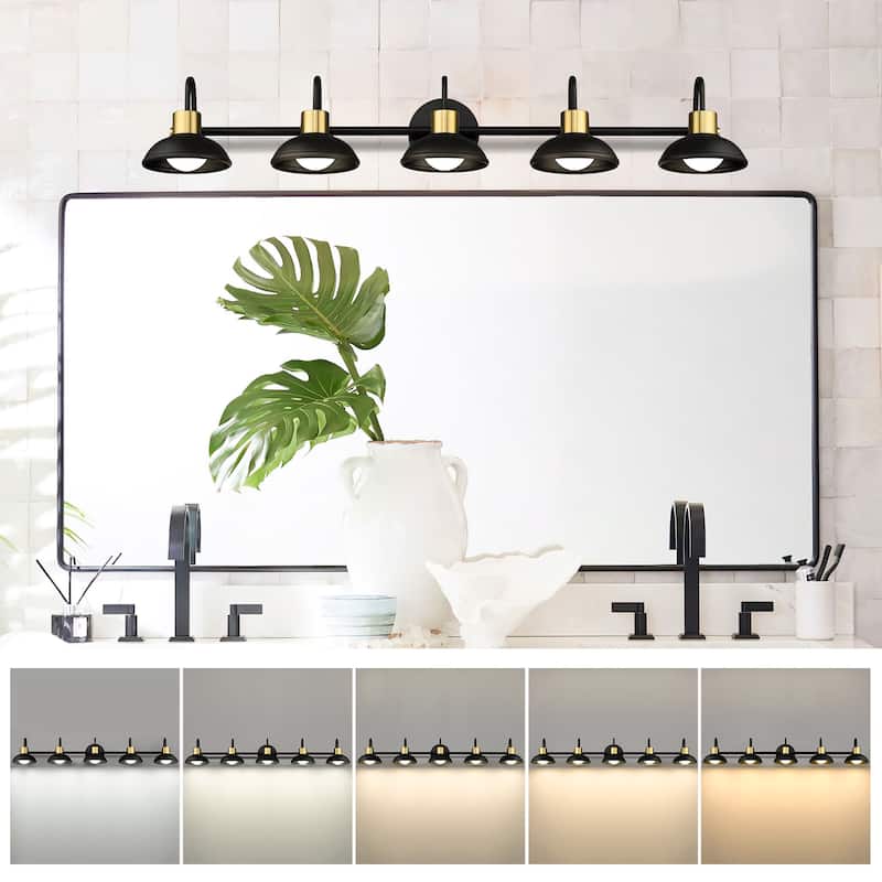 3/4/5 Light 15W LED Gooseneck Black Bathroom Vanity Light