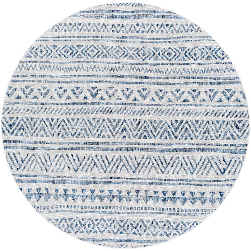 Artistic Weavers Powlett Vintage Southwestern Indoor/ Outdoor Area Rug - 7'10" Round - Denim/Cream