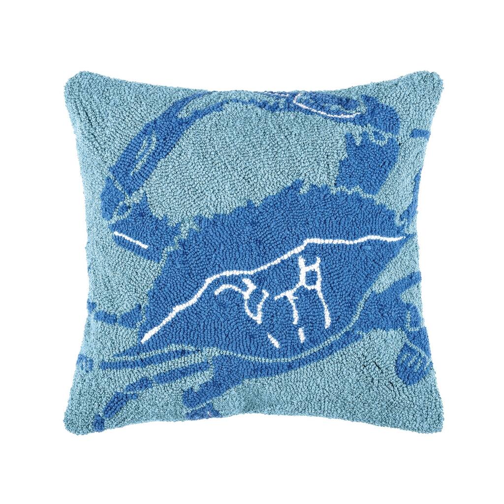 18" x 18" Blue Crab Hooked Throw Pillow