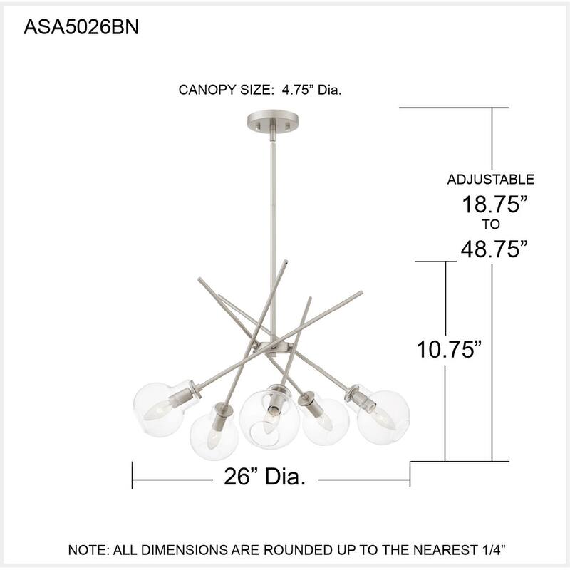 Asha 5-Light Brushed Nickel Chandelier